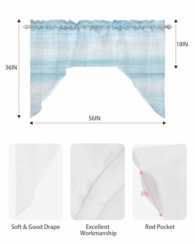 Gradient Swag Valances for Windows,Modern 56"W x 36"L (Pack of 1) Aqua Blue - Bild 7 von 7
