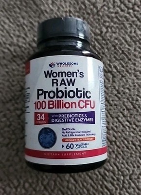 Women's Raw Probiotic 100 Billion CFU 60 Caps Brand New Wholesome Wellness