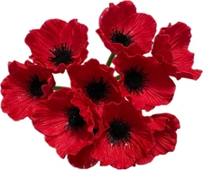 10 Stem Bouquets Artificial Flowers Red Poppy Flowers,11" No Fade Anemone PU Rea