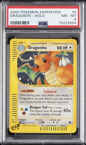2002 POKEMON EXPEDITION #9 DRAGONITE-HOLO PSA 8