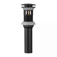 Bathroom Sink Pop-Up Drain with Overflow in Matte Black