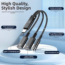 USB C 3in1 Headphone and Charger Adapter with 35mm Jack for iPhone and