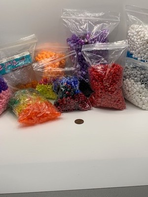Lot bulk Pony Beads Multiple colors 3.9 pounds crafts jewelry making Free ship