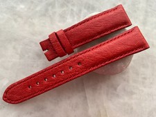 19mm/16mm Red Ostrich Leather Padded Watch Strap Band