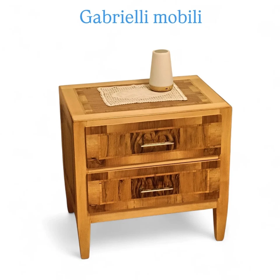 comò e comodini gruppo notte trittico in legno intarsiato contemporaneo /classi - Immagine 3 di 3