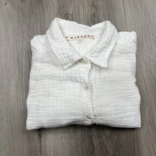 Xirena Textured Button Up Cotton Shirt Women’s Size S Small White  
