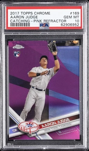 2017 TOPPS CHROME PINK REFRACTOR #169 AARON JUDGE PSA 10