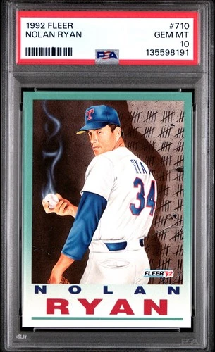 PSA 10 GEM MINT 1992 FLEER NOLAN RYAN #710 RANGERS 98191 B301