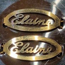 Vintage Goldtone Oval Shaped Womens Name "Elaine" Cursive Hair Clips Barretts