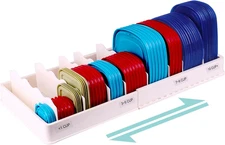 Expandable Food Storage Lid Organizer with 8 Dividers & 30 Labels XL