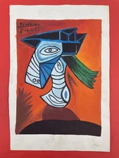 Pablo Picasso Drawing on paper (Handmade) signed and stamped