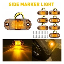 10pcs Marker Lights 2.5" Amber LED Truck Trailer Oval Clearance Side Light Lamp