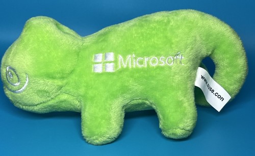 Peluche SUSE Chameleon Lizard Gecko 7" verde Microsoft Linux raro promo ENTRAMBI I LOGHI - Foto 2 di 6