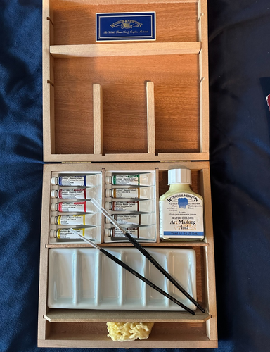 Vintage Winsor Newton Künstler Profi Aquarell Tuben Farben Set Box Neu aus altem Lagerbestand