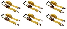 6 Pc 2" inch x 27' J Hook Ratchet Straps 5,000 Lbs Tie Down Truck Trailer