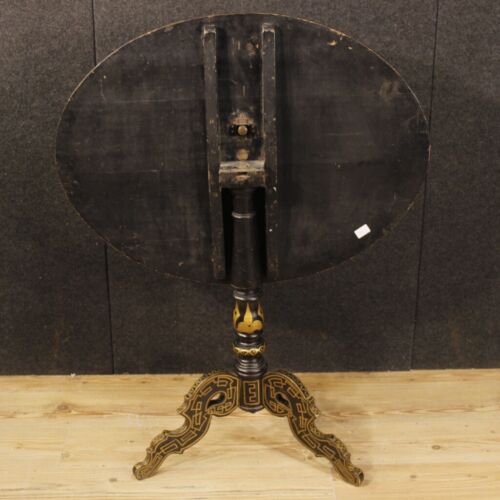 Tavolino inglese mobile tavolo a vela stile antico 900 in legno laccato dipinto - Foto 5 di 12