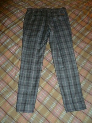 Baldessarini Archivio Grey Glen Plaid 100% Wool Pants Slacks, Size 34 x 30