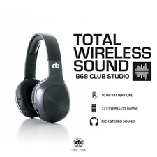 DE Headphones - Decibel B68 Bluetooth Over Ear Headphones Club Studio - Black