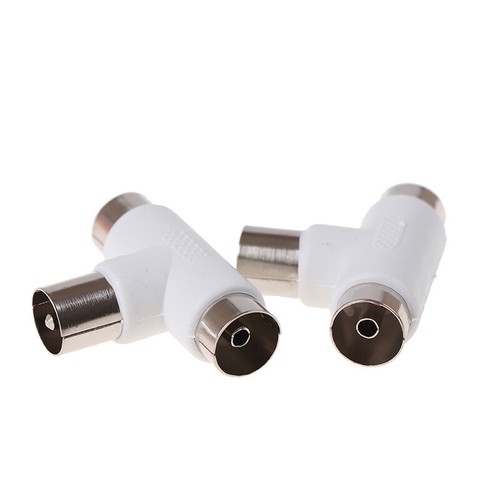 2pc 2 Way TV T Splitter Aerial Coaxial Cable Male to 2 Female Connectors Ad3C$i - Zdjęcie 11 z 12