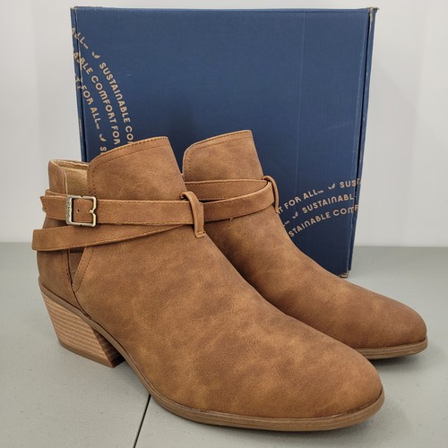 Dr. Scholl's Literally Ankle Boot Womens 11M Honey Brown Block Heel Almond Toe