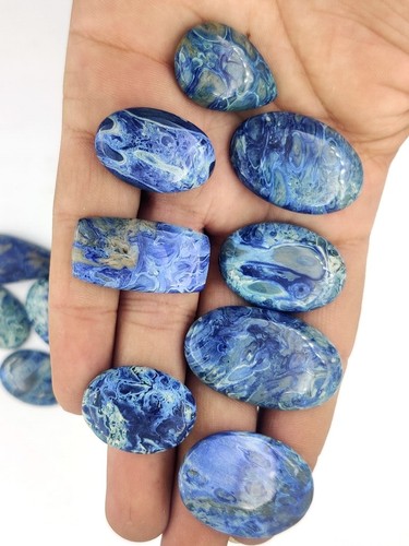 Natural Blue Plume Root Agate Cabochon Wholesale lot Amazing quality 71527 - Picture 3 of 11