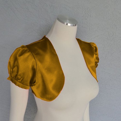 Satin Cropped Bolero Koti Kurzarm Damen Bolero Cardigan Bolero Jacke S109 - Bild 56 von 210