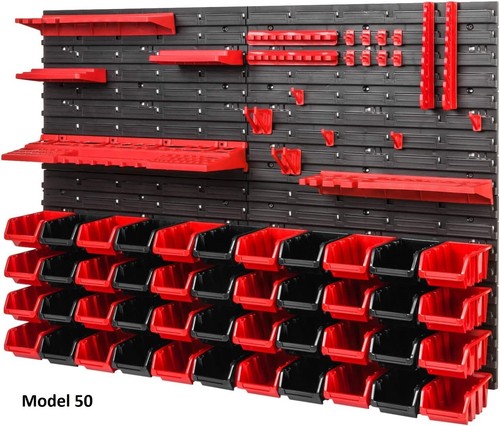 WALL MOUNTED TOOL PEG BOARD SET GARAGE STORAGE BINS WORKSHOP RACK SHED ORGANISER - Picture 7 of 53