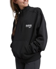 Reebok Women's Identity Brand Proud Quarter Zip Sweatshirt - Black-Medium