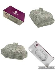 Glass Transparent Butter Dish with Lid and Handle Cut Pattern Base & Lid TB019