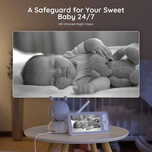 Smart Home 5" PTZ Video Baby Monitor with 360 Camera, Motion & Cry Detection - Picture 8 of 8