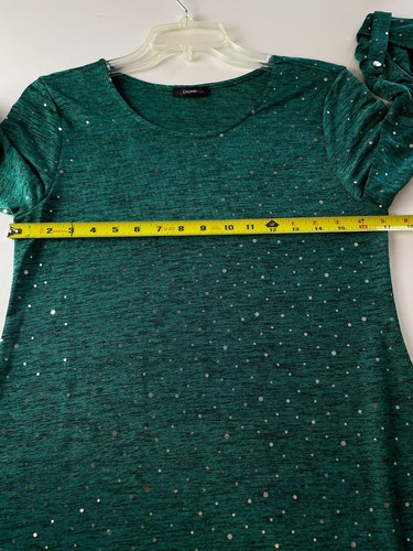 Cocomo Woman Pullover Knit Tunic 3/4 Roll Tab Sleeve Handkerchief Hem Green S-M - Picture 13 of 17