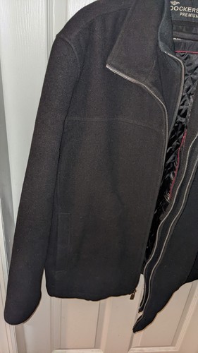 Dockers Black Polyester Lined Wool Full Zip Jacket Size Men's 2XL XXL Korea - Picture 2 of 11