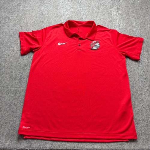 Portland Trail Blazers Nike Performance Polo Shirt Men XL Red DRI-FIT Short Slv - Picture 2 of 16