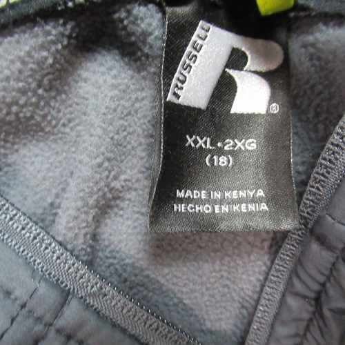 Russell Jacket Boys XXL 18 Gray Yellow Dri Power Full Zip Hoodie Fleece Lined - Picture 2 of 10