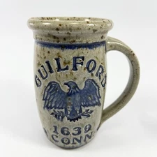 Vintage Handmade Hand Painted Mug Guilford Connecticut Stoneware Clay