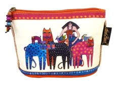 ✤ New LAUREL BURCH Cosmetic Bag FELINE CATS Beads Charm Friends Coin Pouch Case