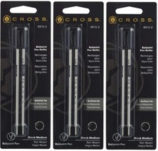 NEW STOCK Cross 8513-2 Lot of 2 Packs of 2 Black Medium Ballpoint Pen 4 Refills