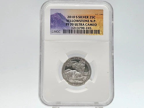 2010-S SILVER NGC PF70 ULTRA CAMEO "Yellowstone N.P." Washington Quarter 90-245