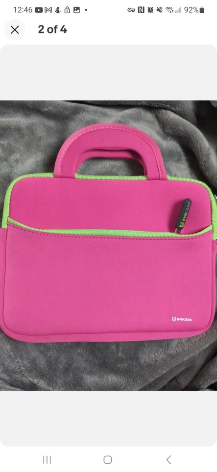 Bolsa para tablet Evecase Kids: rosa con detalles verdes Foto 2 de 3