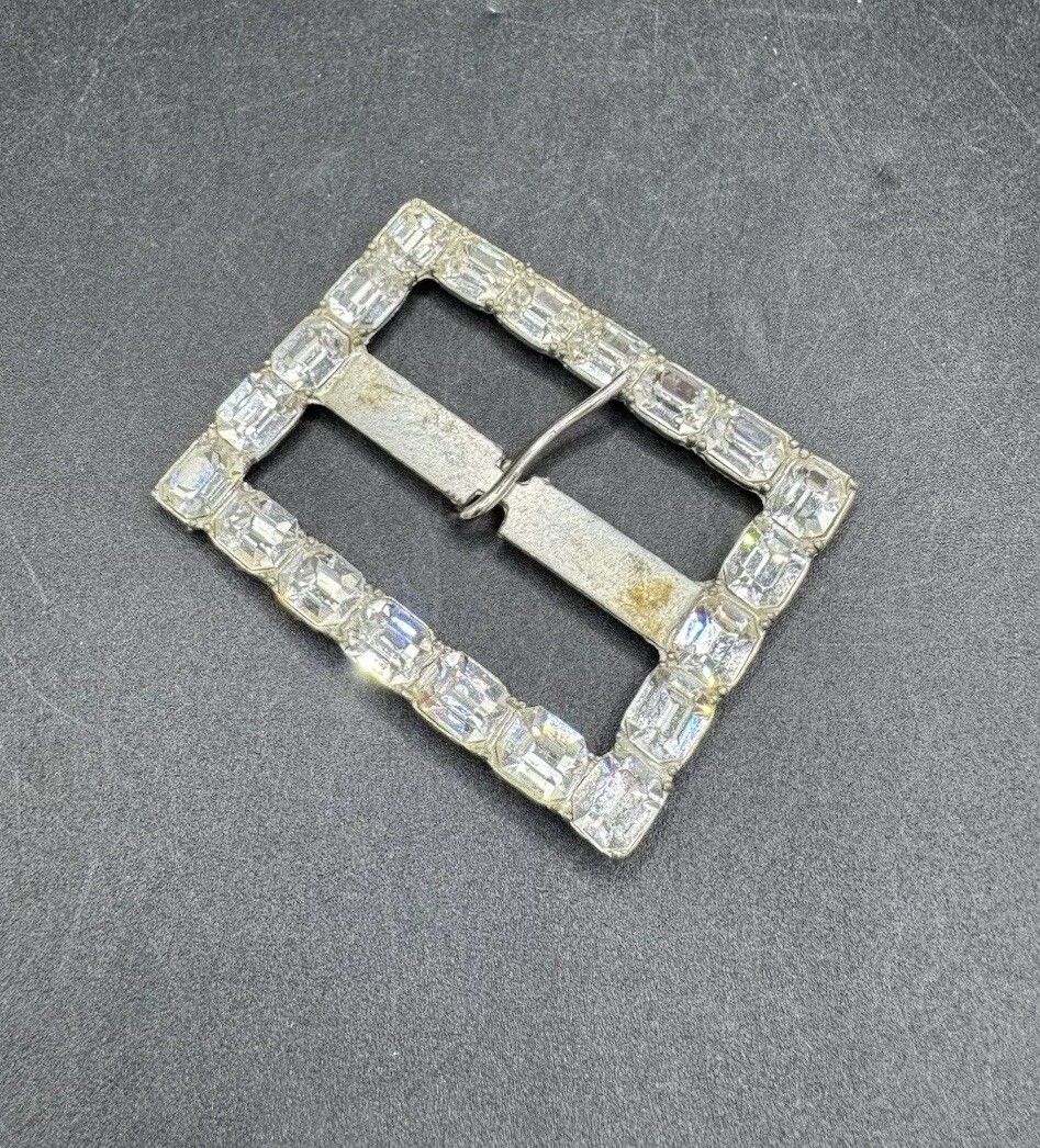 Vtg Rectangular Clear Rhinestone Crystal Covered … - image 14