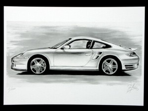 Original Kunst Grafik "PORSCHE" Grafik Grafica Gráfico signiert limitiert