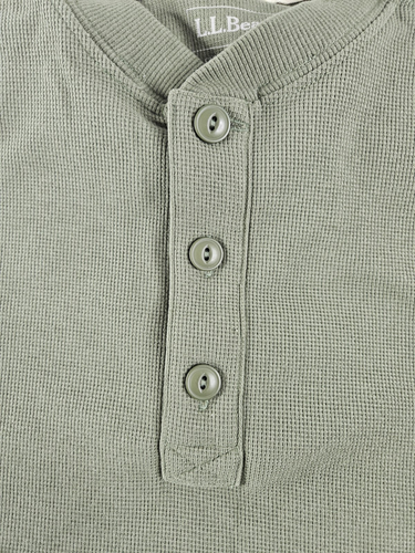 LL Bean Henley T Shirt Men XL Reg Green Waffle Weave Button Long Sleeve Button - Picture 4 of 10