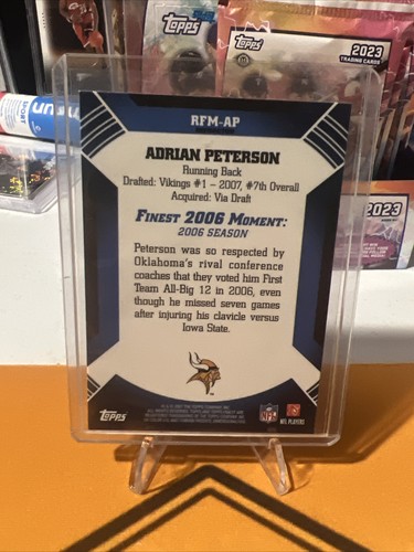 2007 Topps Finest Finest Moments Adrian Peterson Red Refractor Rookie - Picture 5 of 5