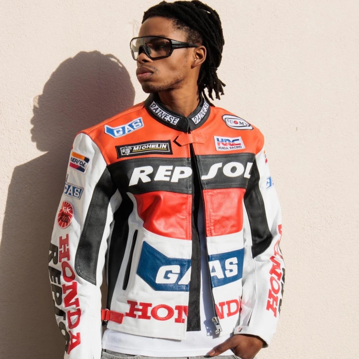 Racer Leather Jacket, Y2K Leather Jacket, NASCAR leather Jacket