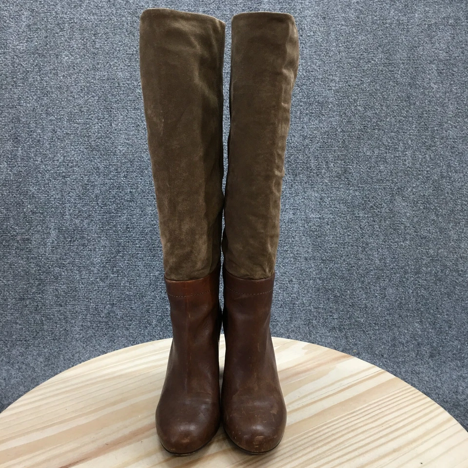 Vince Botas Mujer 6.5 M Pull On Tacones Altos Bota Cuero Marrón Hechas en Italia Foto 4 de 4