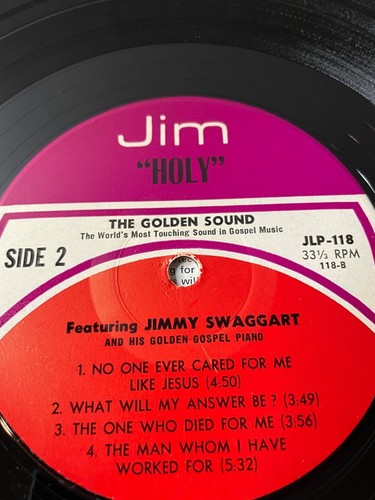 Jimmy Swaggart Holy Vinyl LP Record 1974 Jim Records JLP-118 - Picture 6 of 7