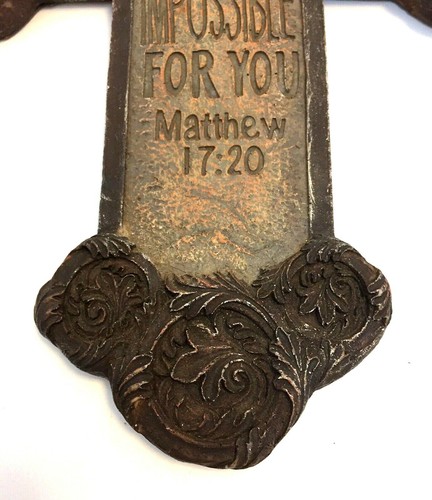 Resin Wall Cross Brown "If you have Faith" Matthew 17:20 - Picture 3 of 6
