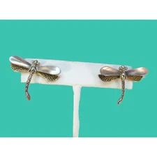 Whimsical Double Wing Dragonfly Pierced Earrings