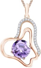 Butterfly Pendant 18" Necklace Simulated Birthstone 14K Rose Gold Plated Silver