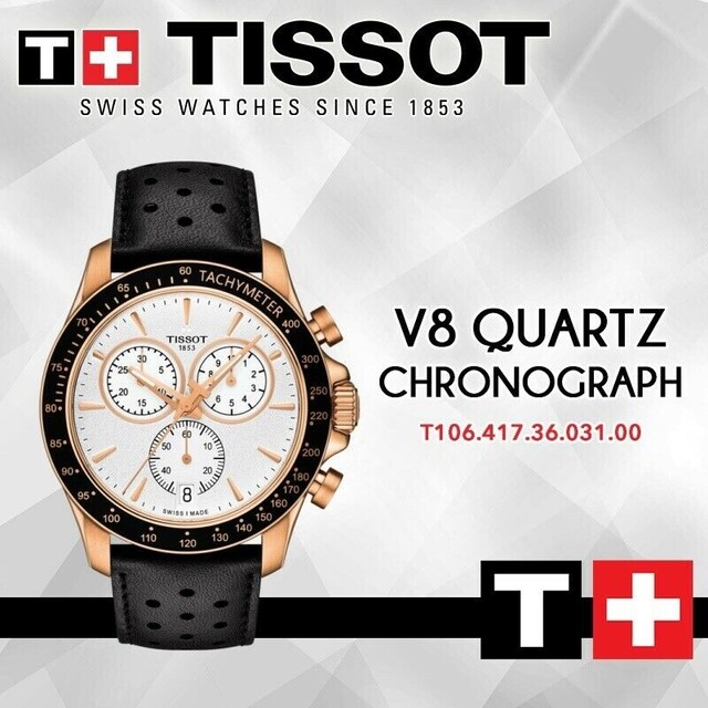 Tissot T1064173603100 Rose-Gold T-Sport V8 Chronograph Quartz Men's Watch
